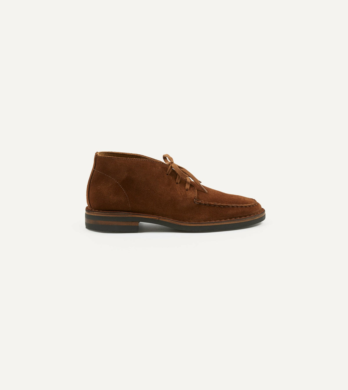 Drake's Crosby Moc-Toe Chukka Boot Light Brown Roughout Suede with Rubber Sole