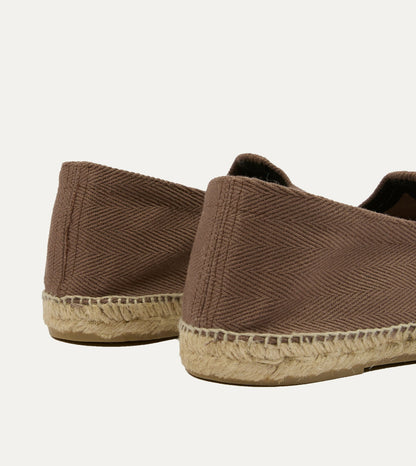 Drake's Taupe Herringbone Cotton Espadrilles