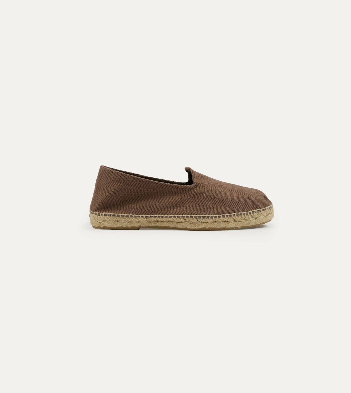 Drake's Taupe Herringbone Cotton Espadrilles