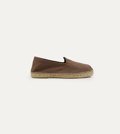 Drake's Taupe Herringbone Cotton Espadrilles