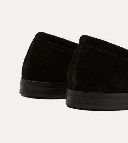 Drake's Black Suede Henri Summer Loafer