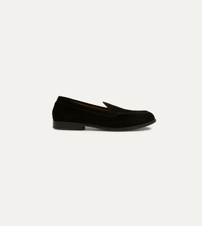 Drake's Black Suede Henri Summer Loafer