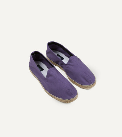 Drake's Purple Herringbone Cotton Espadrilles