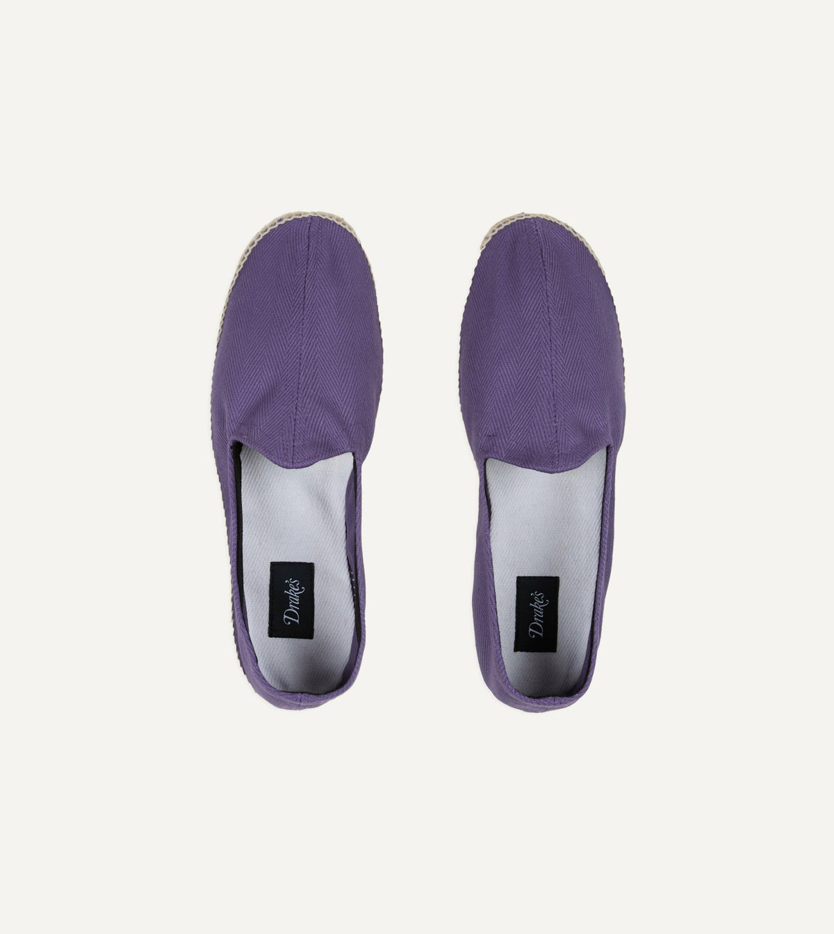 Drake's Purple Herringbone Cotton Espadrilles