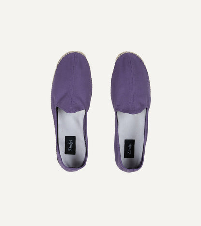 Drake's Purple Herringbone Cotton Espadrilles
