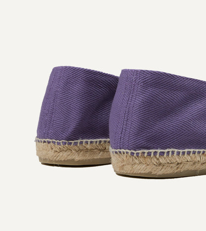 Drake's Purple Herringbone Cotton Espadrilles