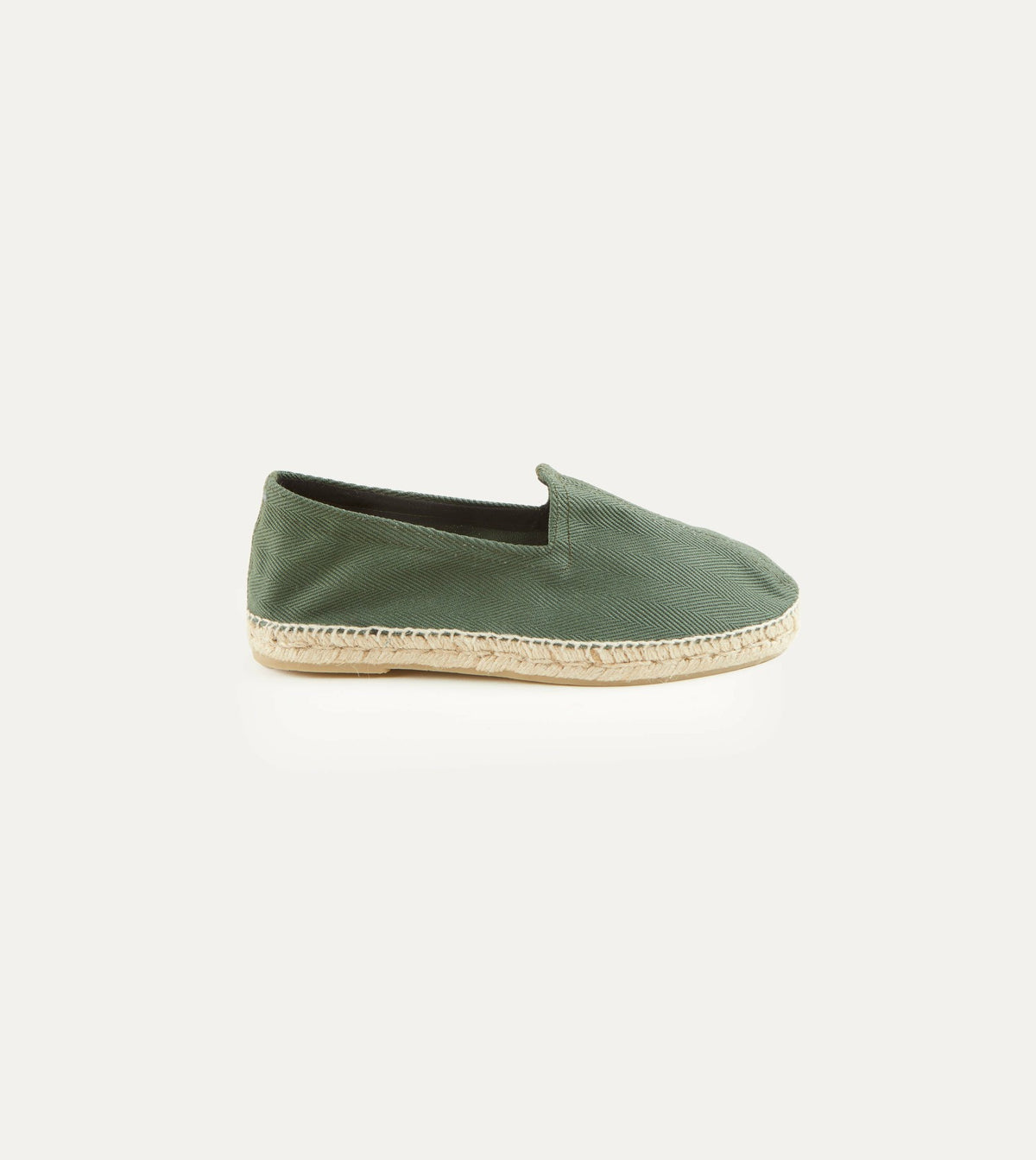 Drake's Green Herringbone Cotton Espadrilles