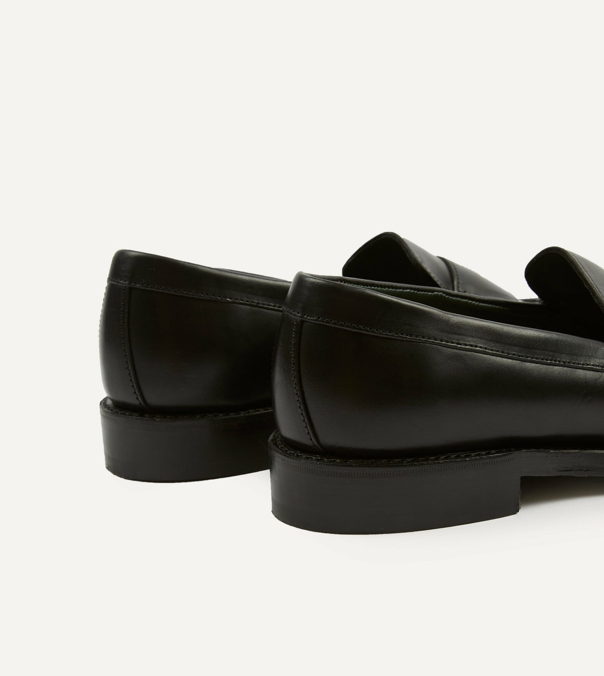 Drake's Black Leather Charles Goodyear Welted Penny Loafer