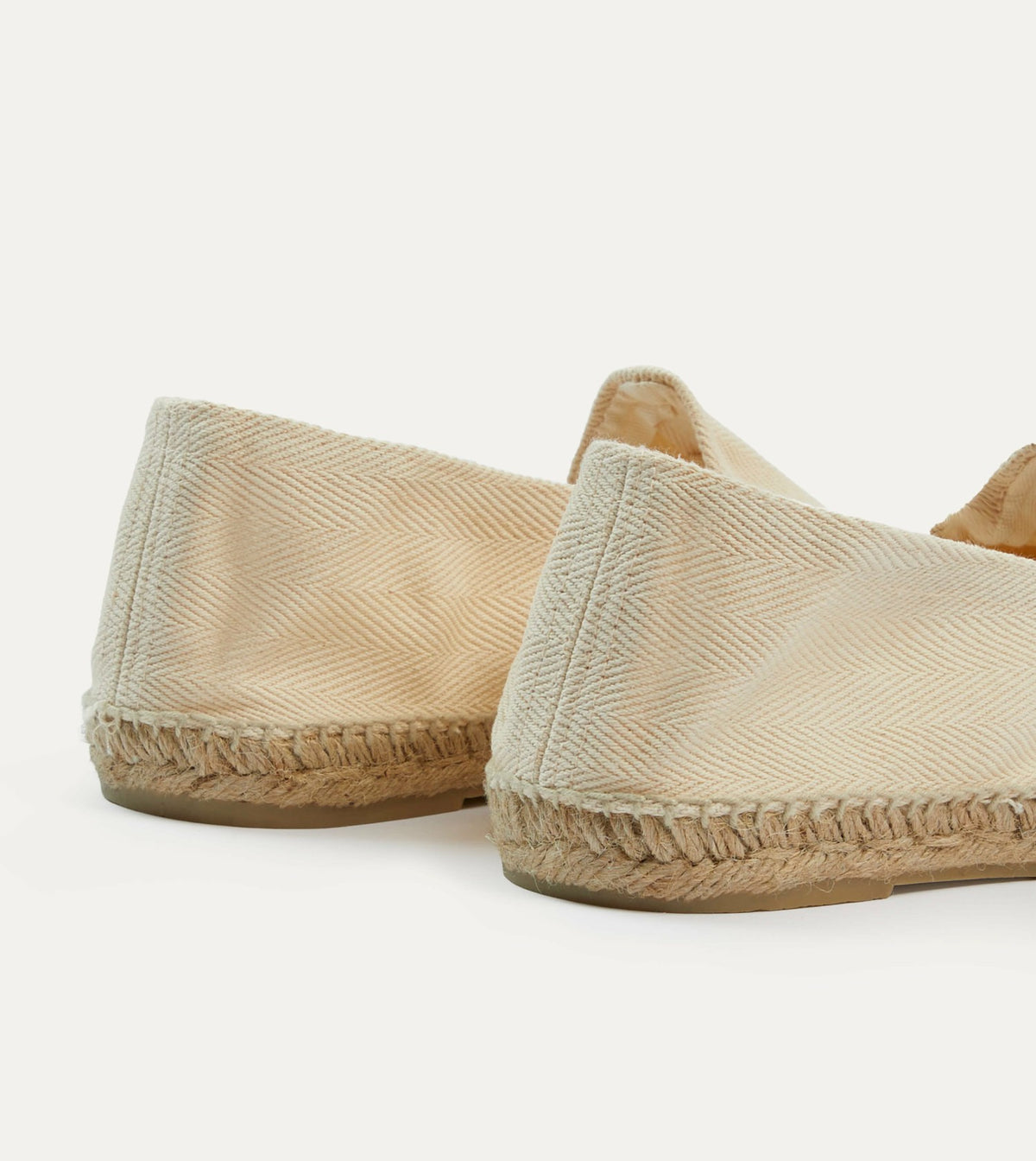 Drake's Ecru Herringbone Cotton Espadrilles