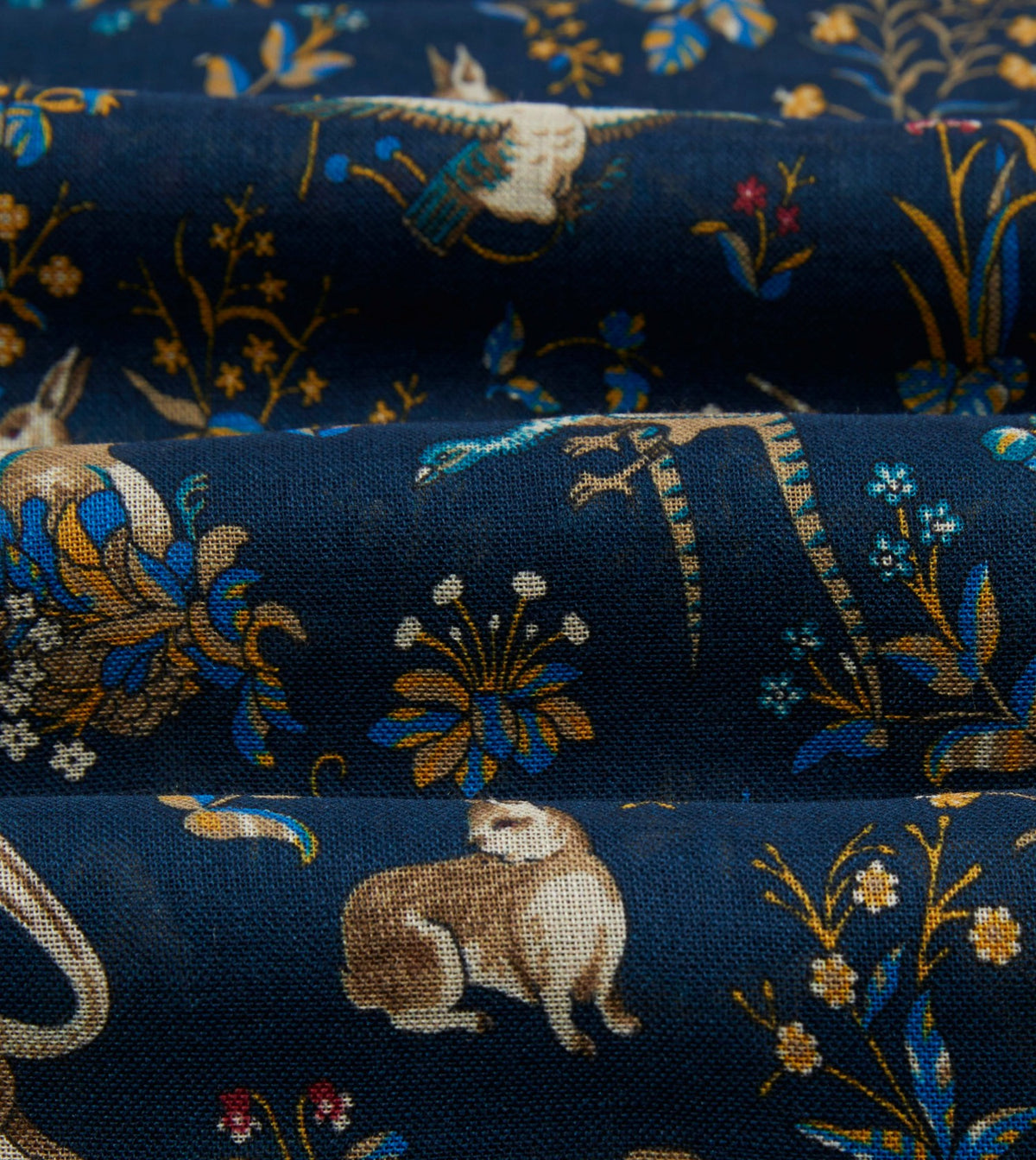 Drake's Navy Unicorn Print Wool-Silk Scarf