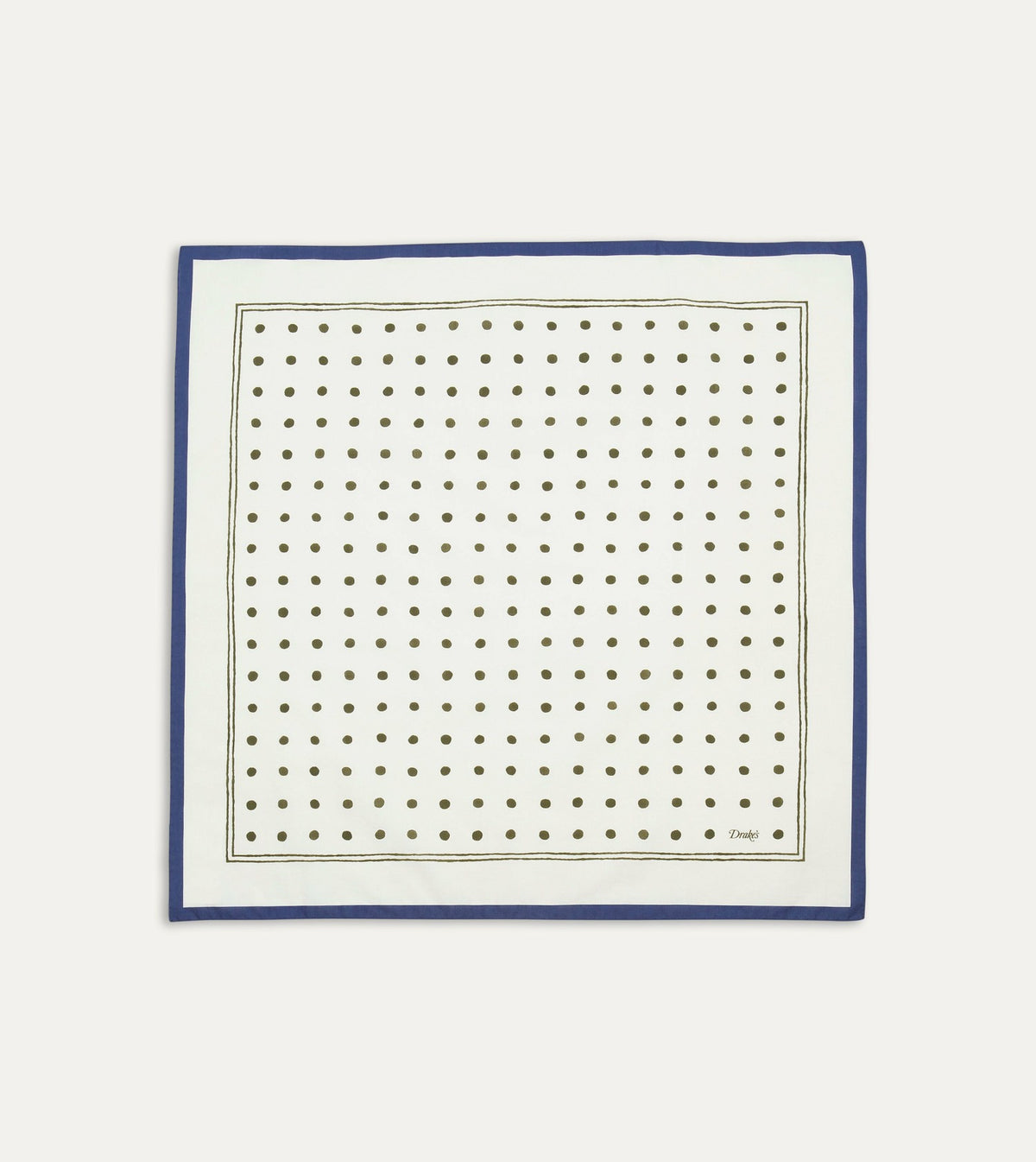 Drake's White and Green Polka Dot Print Bandana