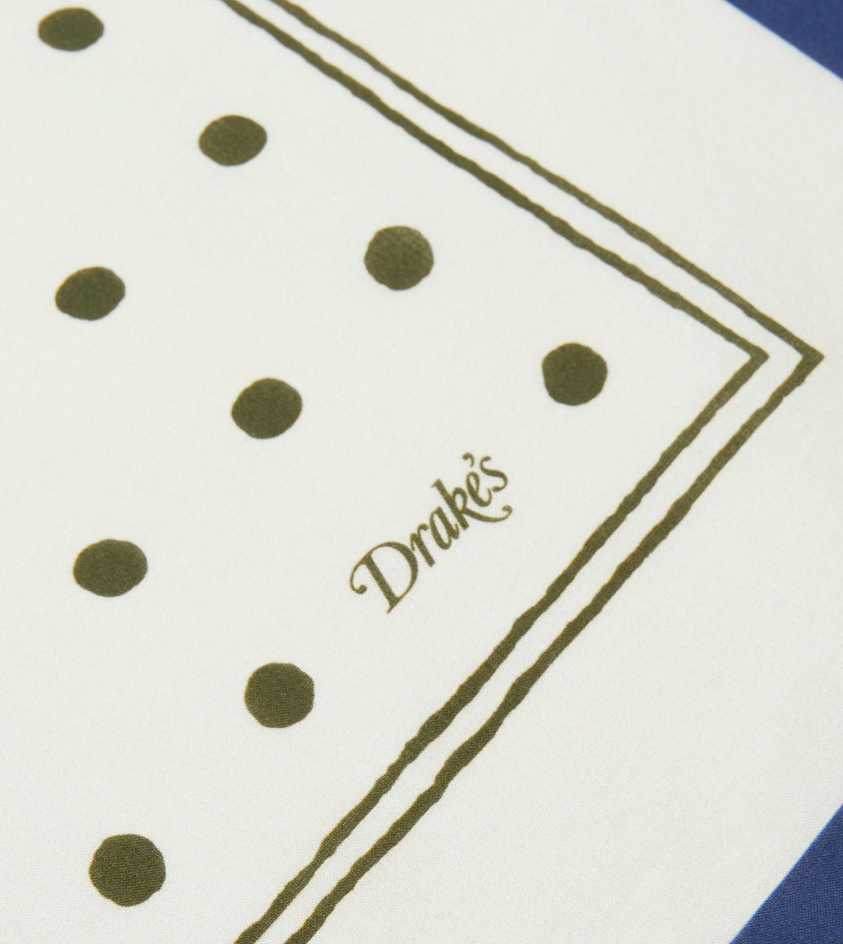 Drake's White and Green Polka Dot Print Bandana