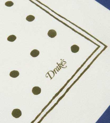 Drake's White and Green Polka Dot Print Bandana