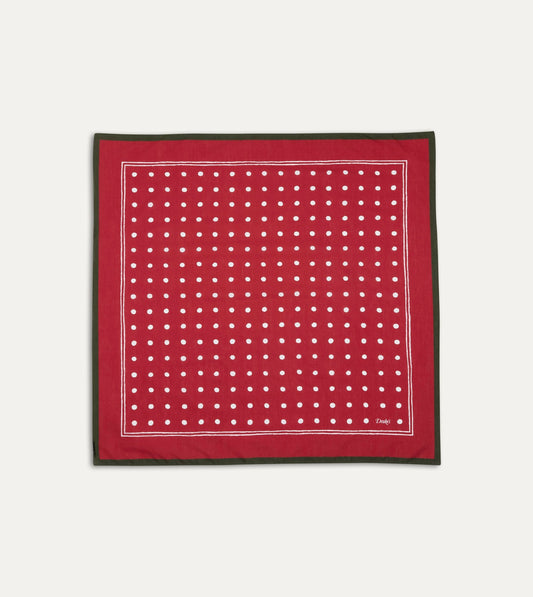 Drake's Red Polka Dot Print Bandana