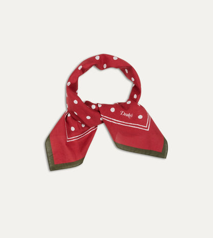 Drake's Red Polka Dot Print Bandana