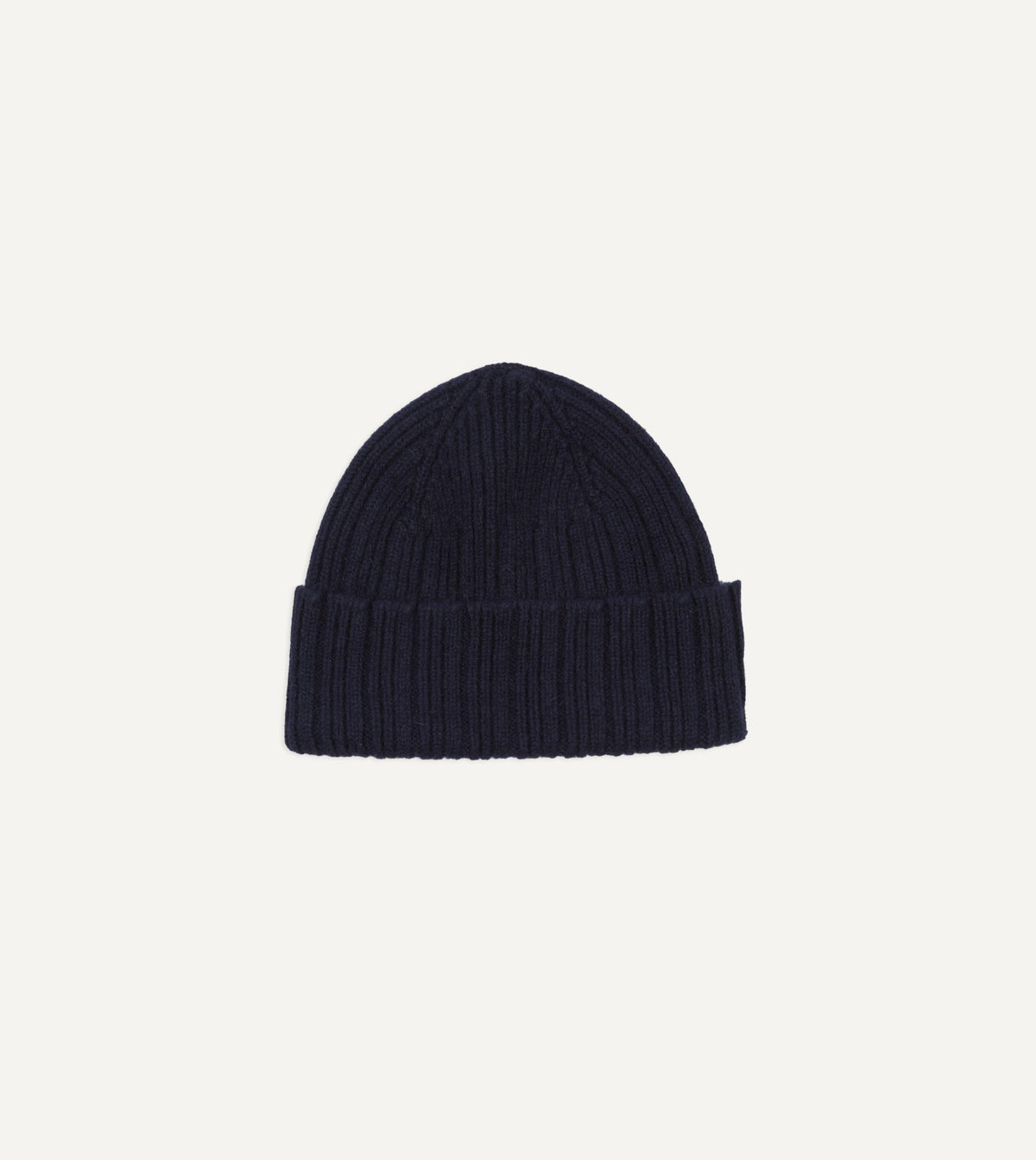 Drake's Navy Angora Lambswool Ribbed Knit Cap