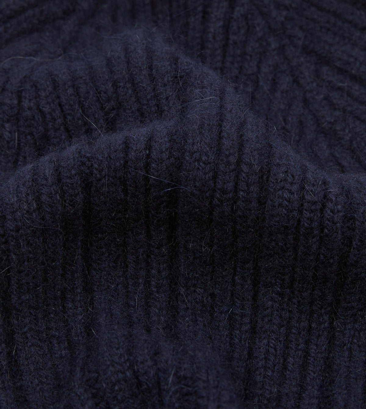 Drake's Navy Angora Lambswool Ribbed Knit Cap