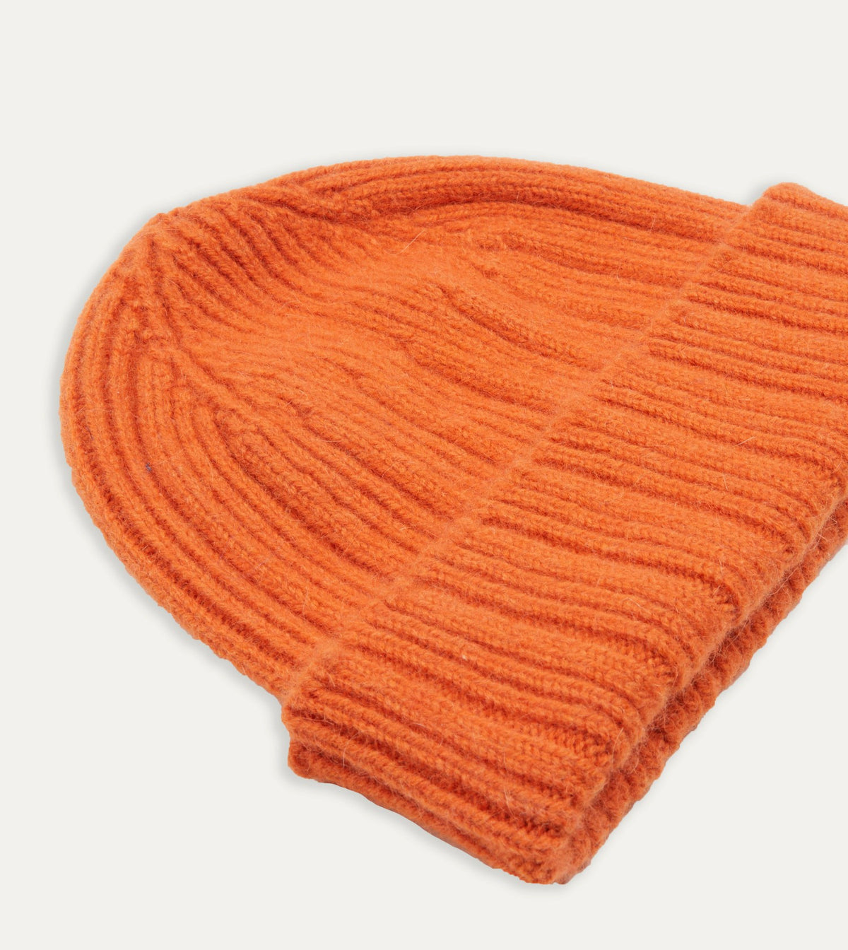 Drake's Orange Geelongora Ribbed Knit Cap