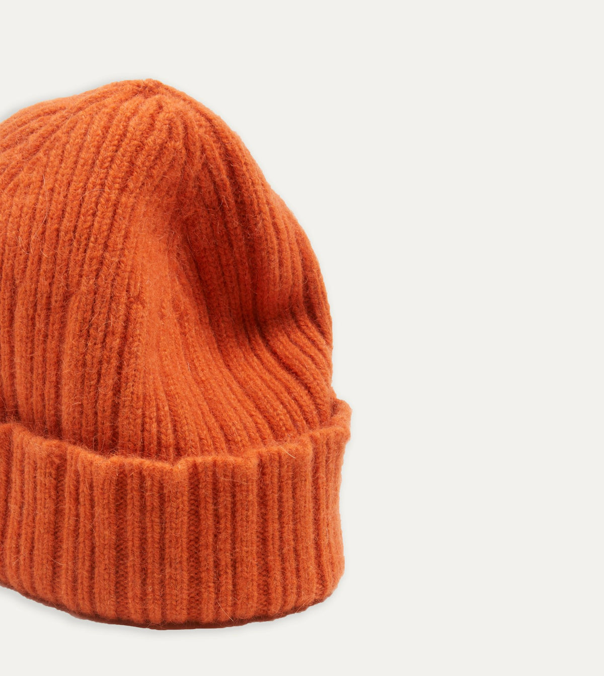 Drake's Orange Geelongora Ribbed Knit Cap