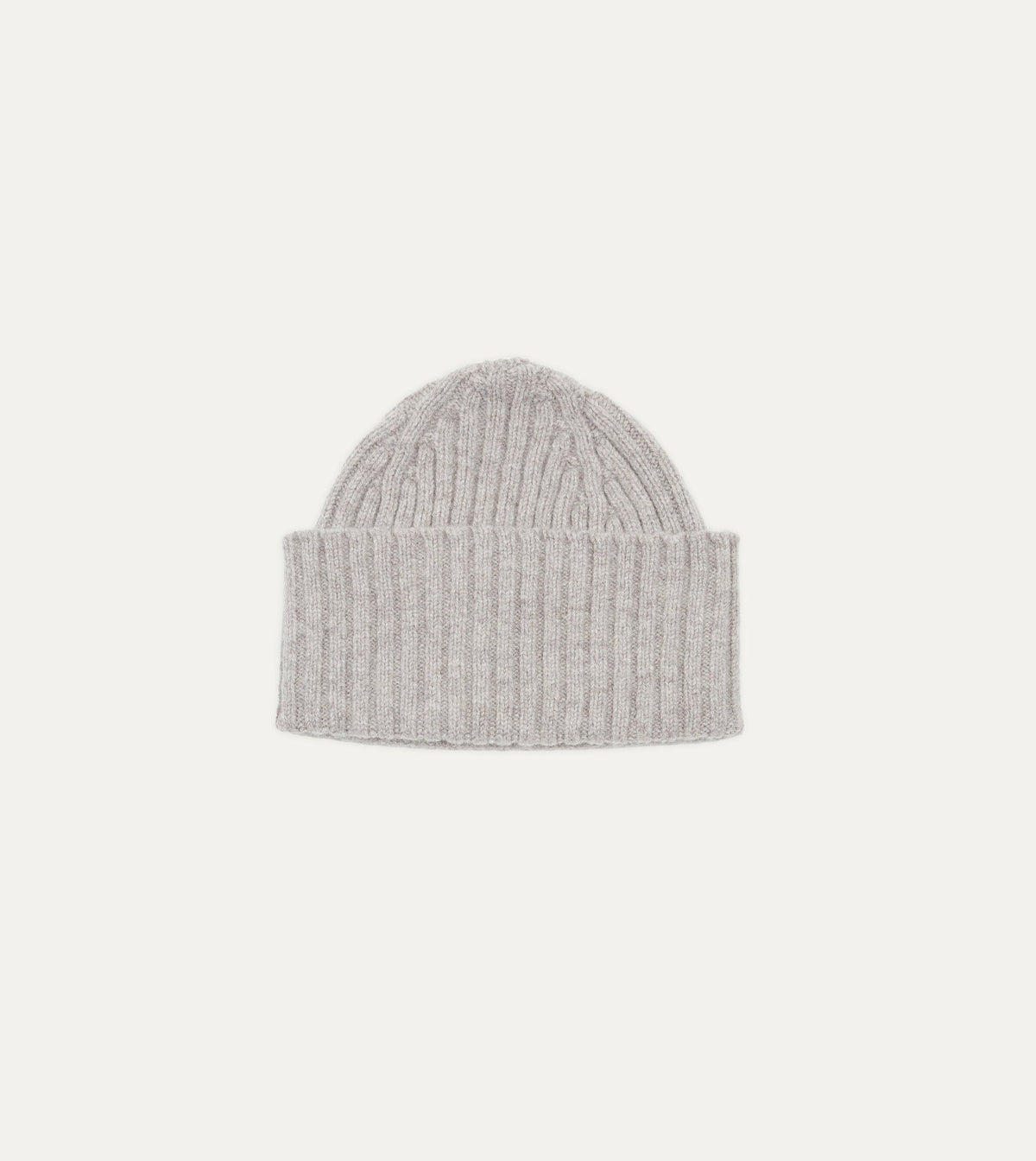 Drake's Light Grey Lambswool Ribbed Knit Cap