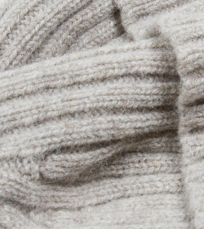 Drake's Light Grey Lambswool Ribbed Knit Cap