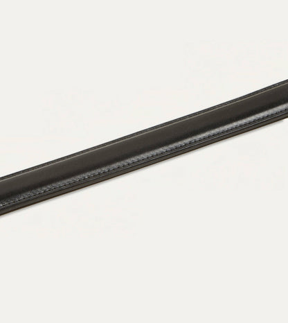 Drake's Black Fully Lined Bridle Leather Belt with Brass Buckle