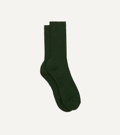 Drake's Forest Green Cotton Sports Socks