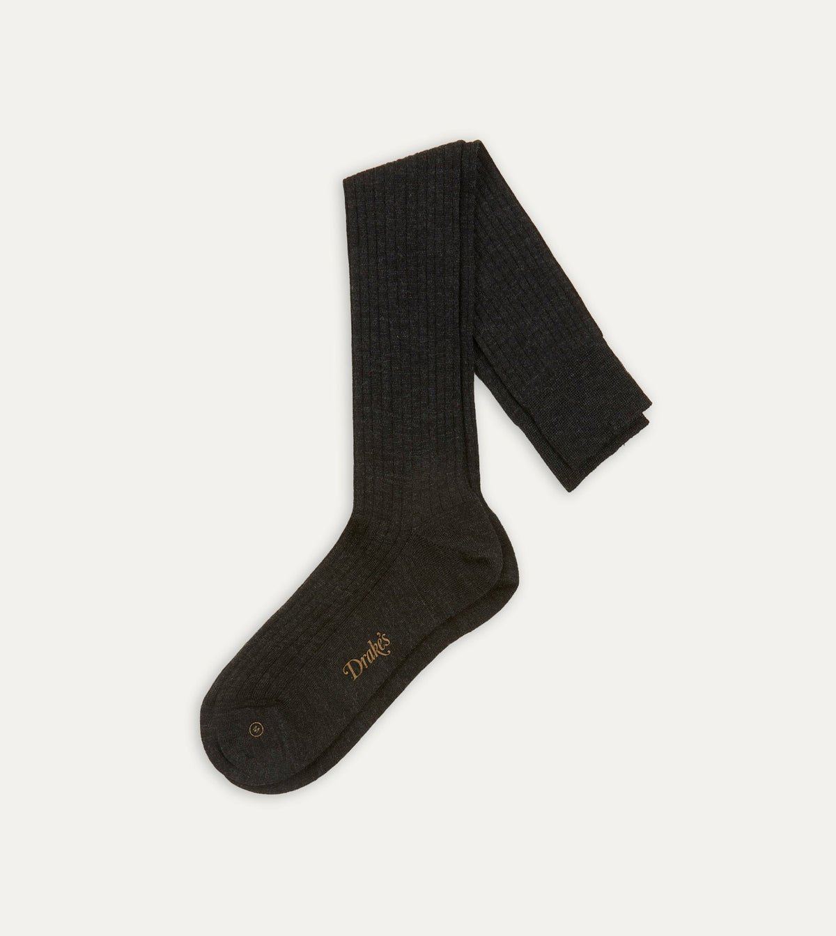 Drake's Dark Grey Wool Over-The-Calf Sock