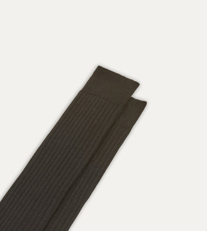 Drake's Black Wool Over-the-Calf Socks