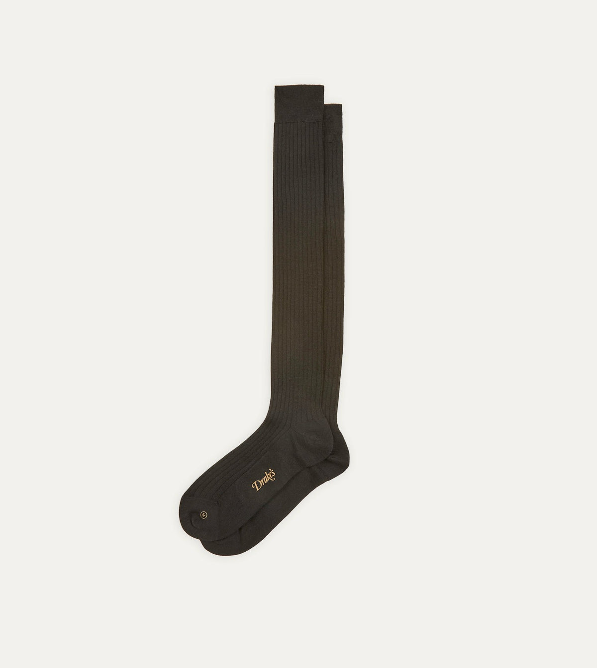 Drake's Black Wool Over-the-Calf Socks