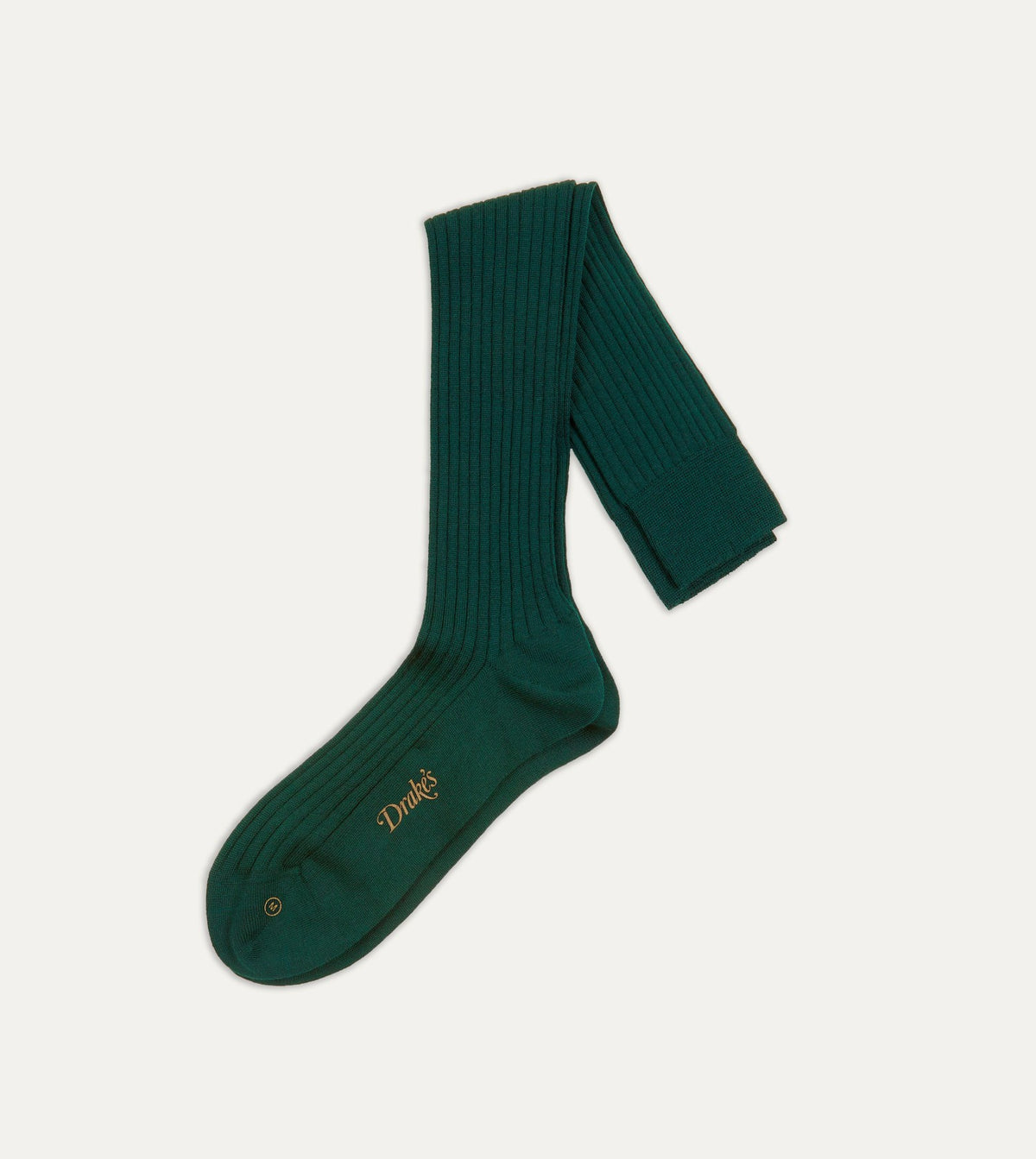 Drake's Dark Green Wool Over-the-Calf Socks