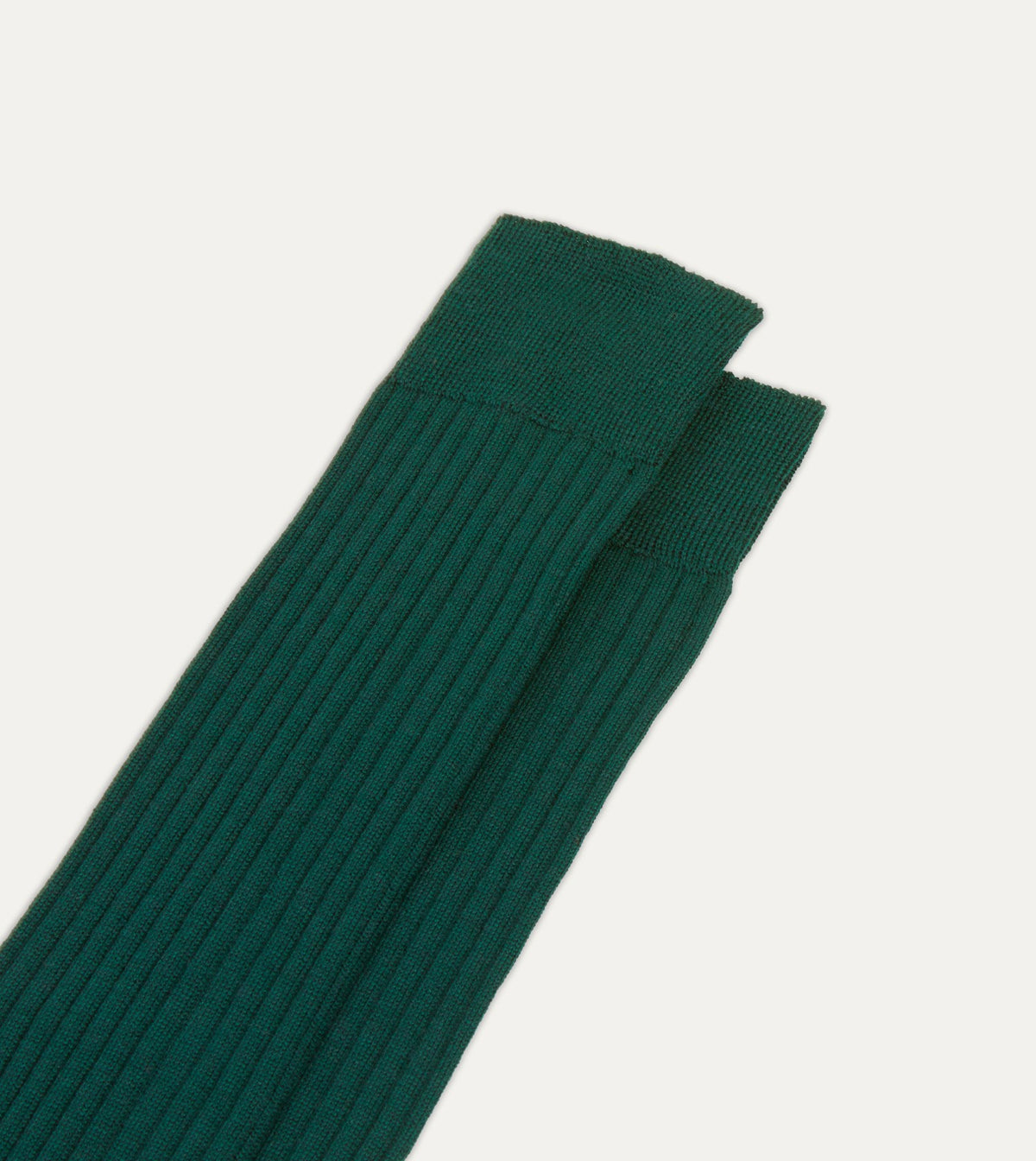Drake's Dark Green Wool Over-the-Calf Socks