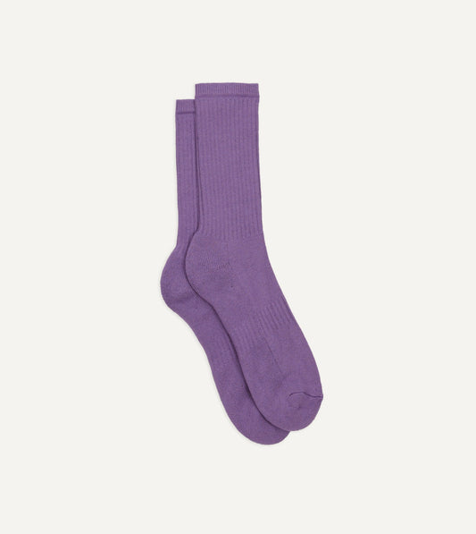 Drake's Purple Cotton Sports Socks