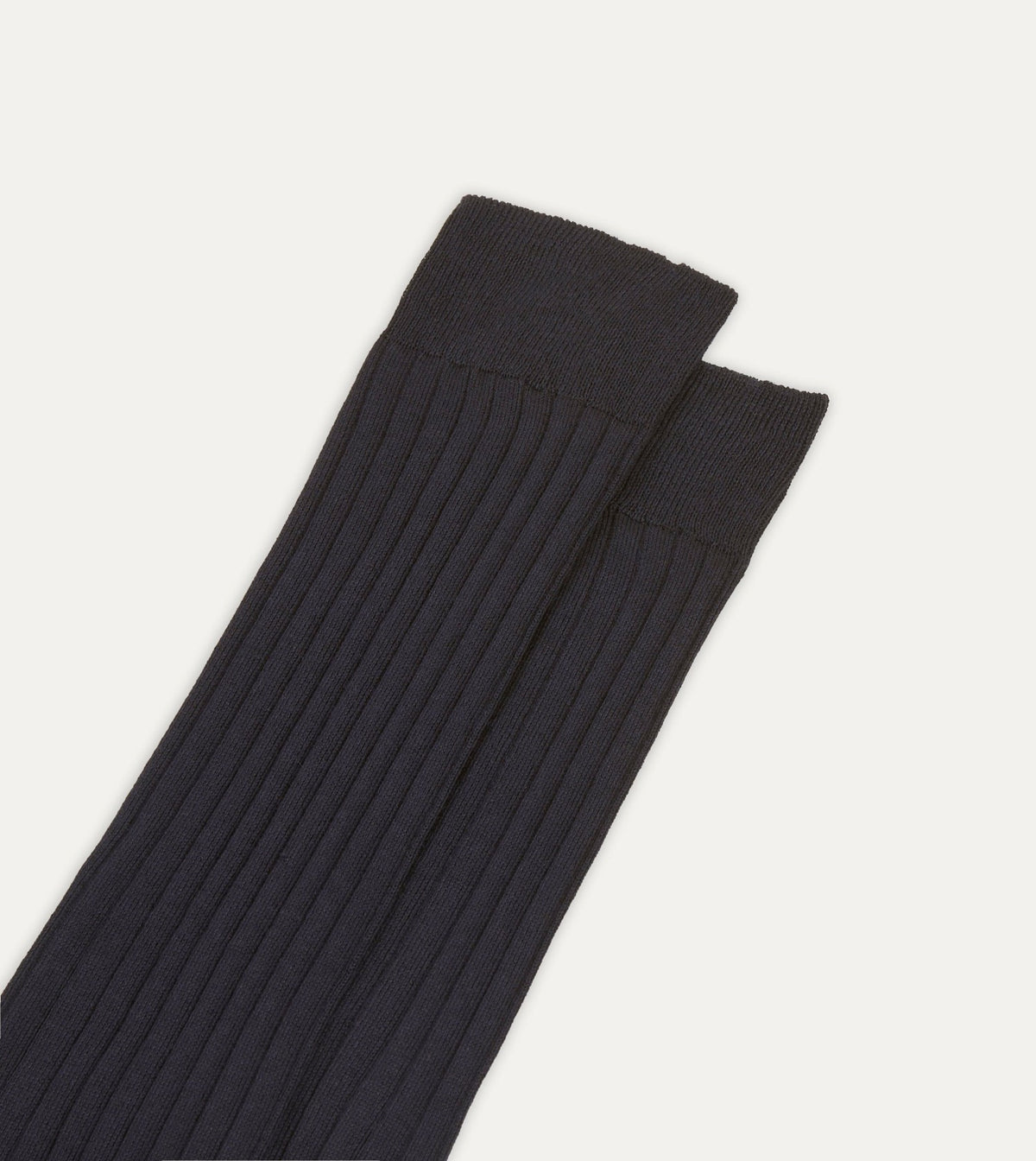 Drake's Dark Navy Cotton Over-the-Calf Socks