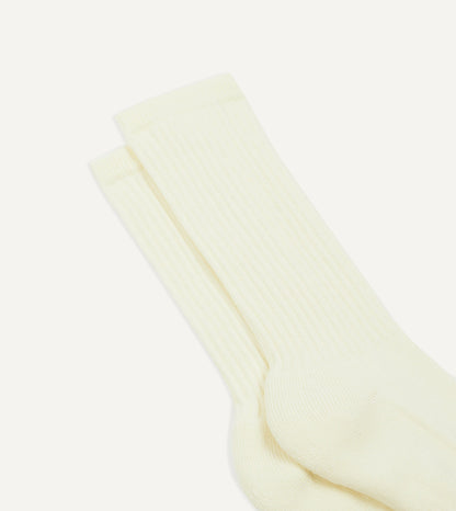 Drake's Ecru Cotton Sports Socks