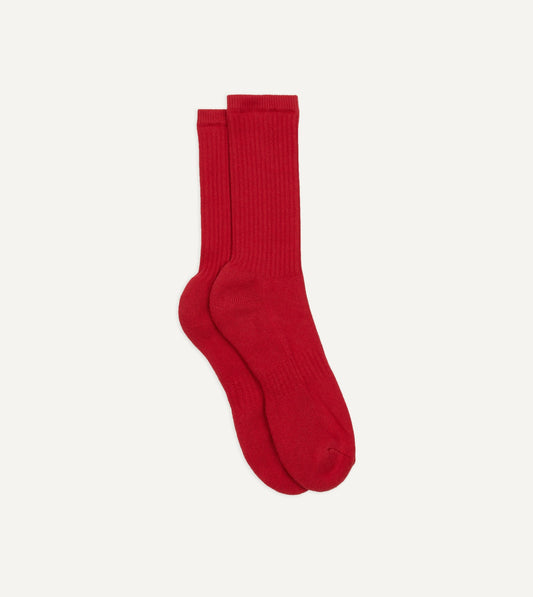 Drake's Red Cotton Sports Socks