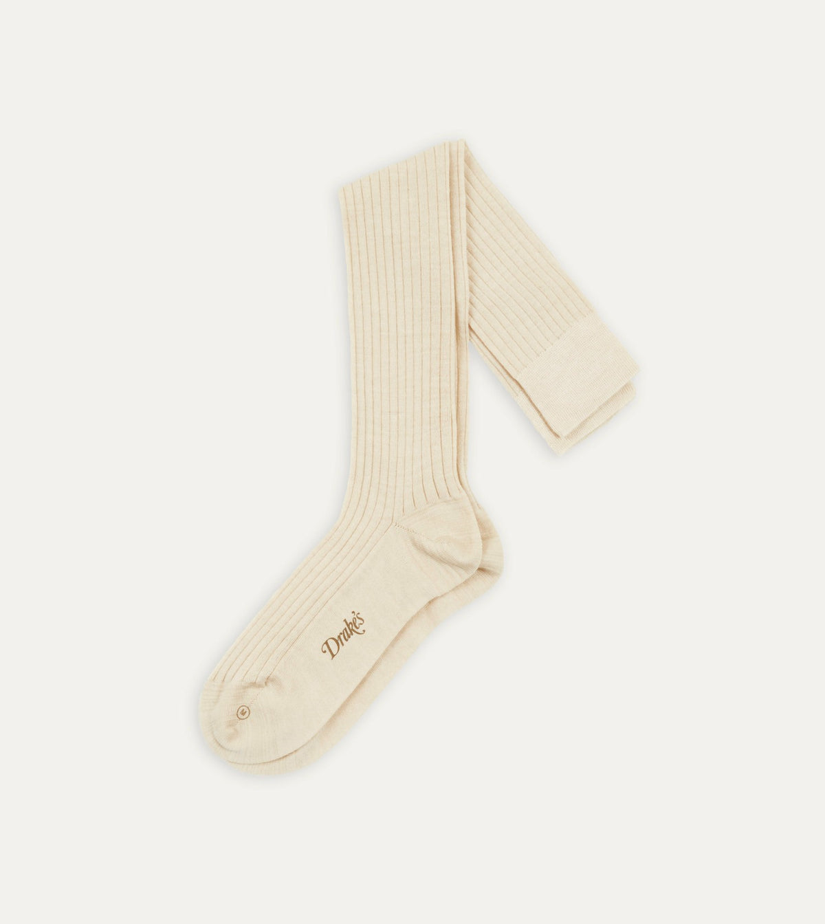 Drake's Ecru Wool Over-the-Calf Socks