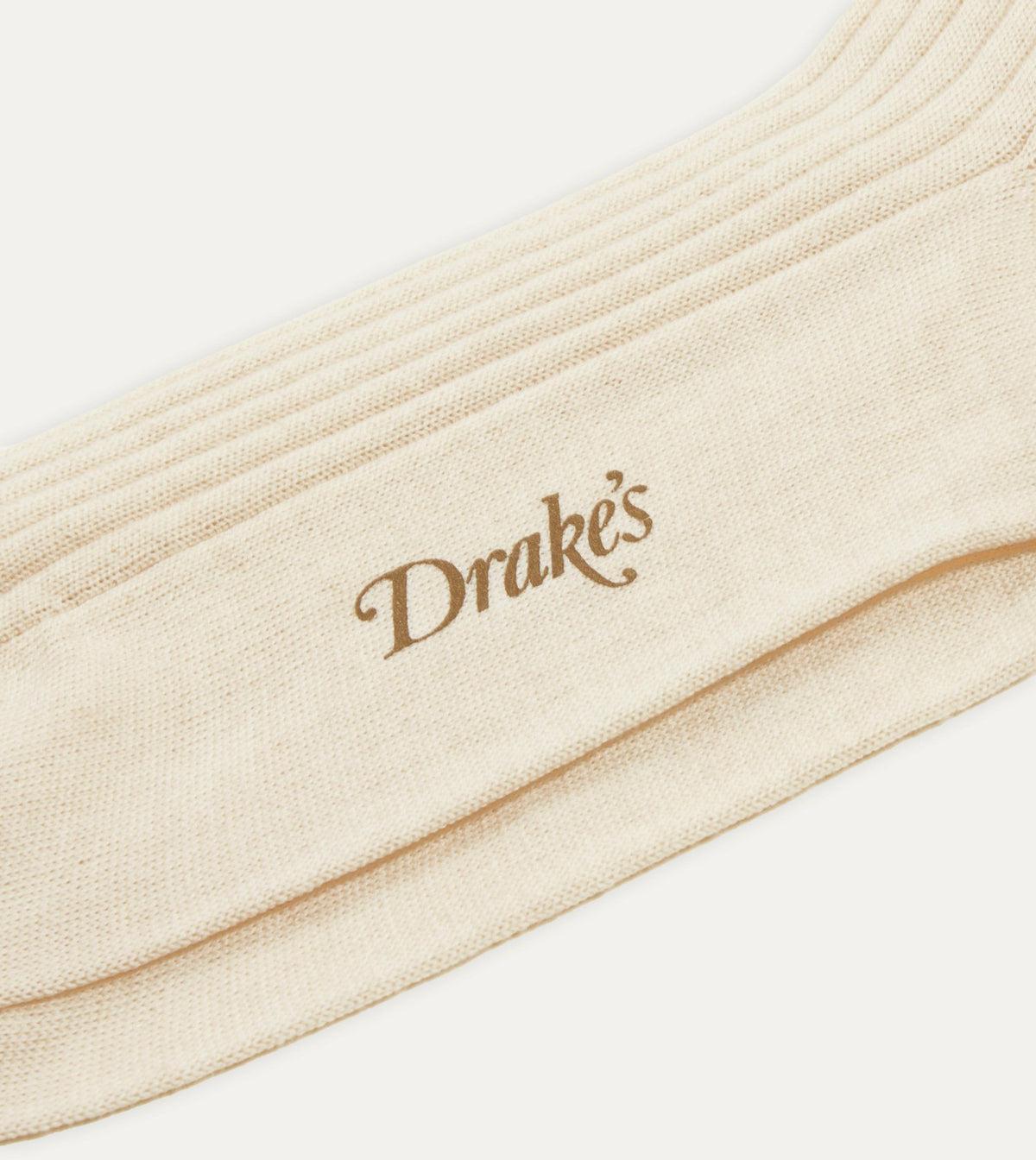 Drake's Ecru Wool Over-the-Calf Socks