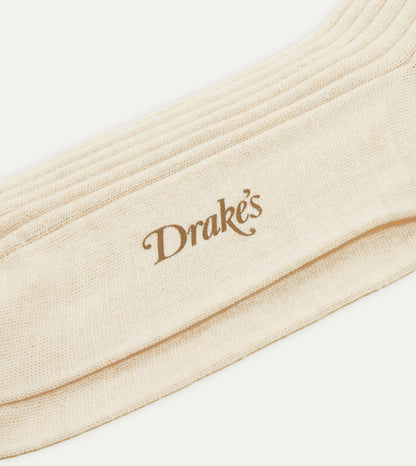 Drake's Ecru Wool Over-the-Calf Socks