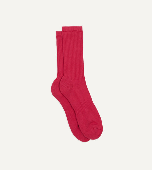 Drake's Pink Cotton Sports Socks