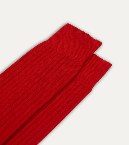 Drake's Red Wool Over-the-Calf Socks