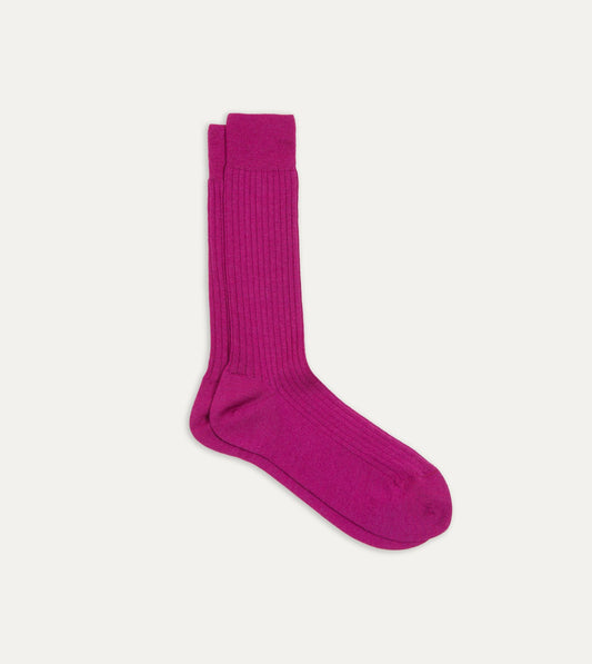 Drake's Magenta Wool Mid-Calf Socks