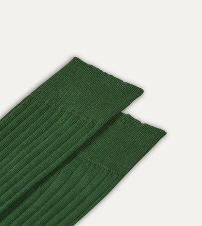 Drake's Green Cotton Over-the-Calf Socks