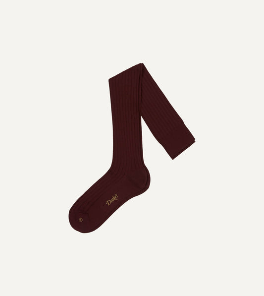 Drake's Burgundy Cotton Over-the-Calf Socks