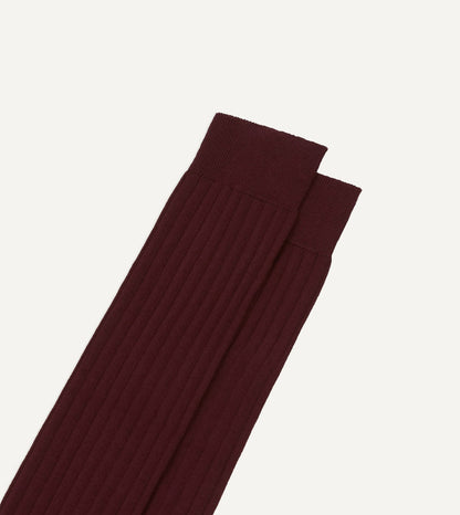 Drake's Burgundy Cotton Over-the-Calf Socks