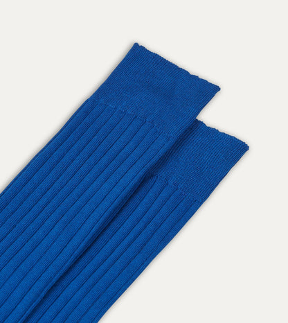 Drake's Royal Blue Cotton Over-the-Calf Socks