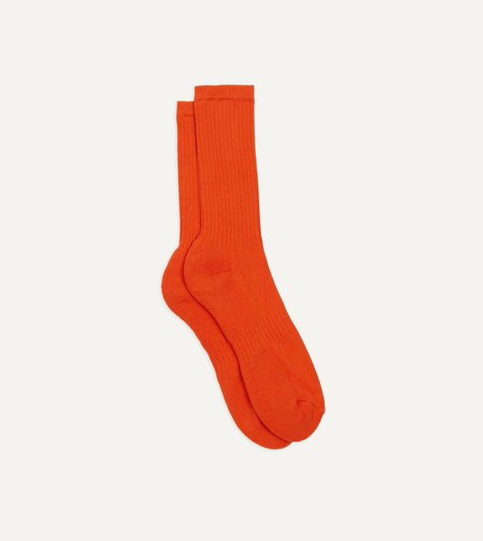 Drake's Orange Cotton Sports Socks