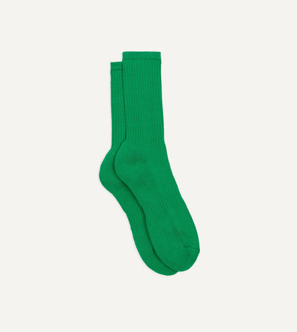 Drake's Green Cotton Sports Socks
