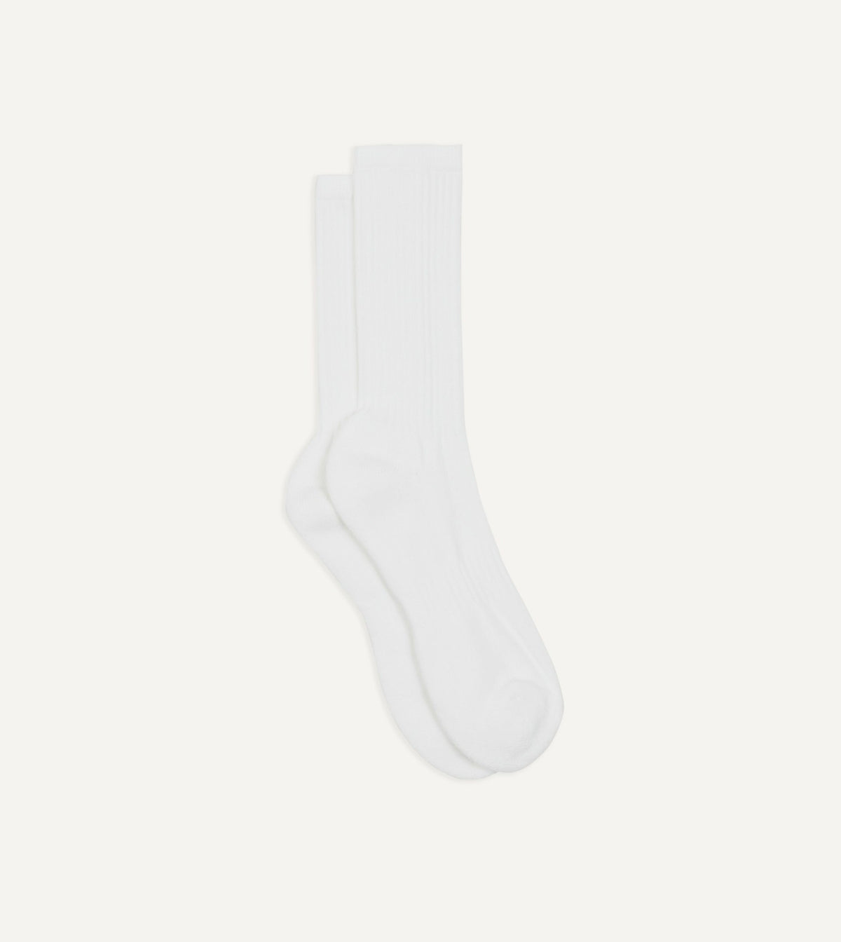Drake's White Cotton Sports Socks