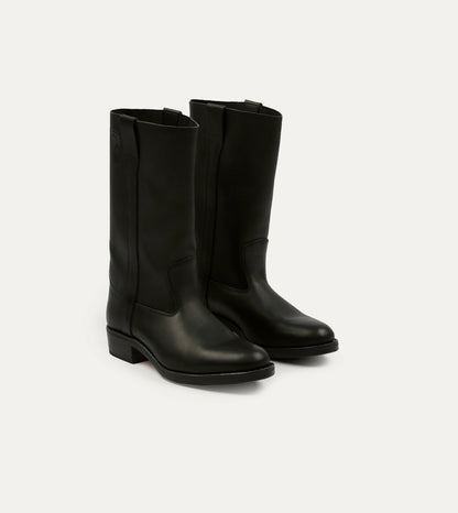 Drake's La Botte Gardiane Camarguaise Black Leather Boots